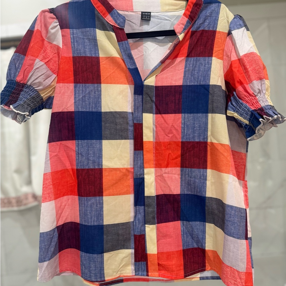 Colorful Plaid Women’s top-never worn